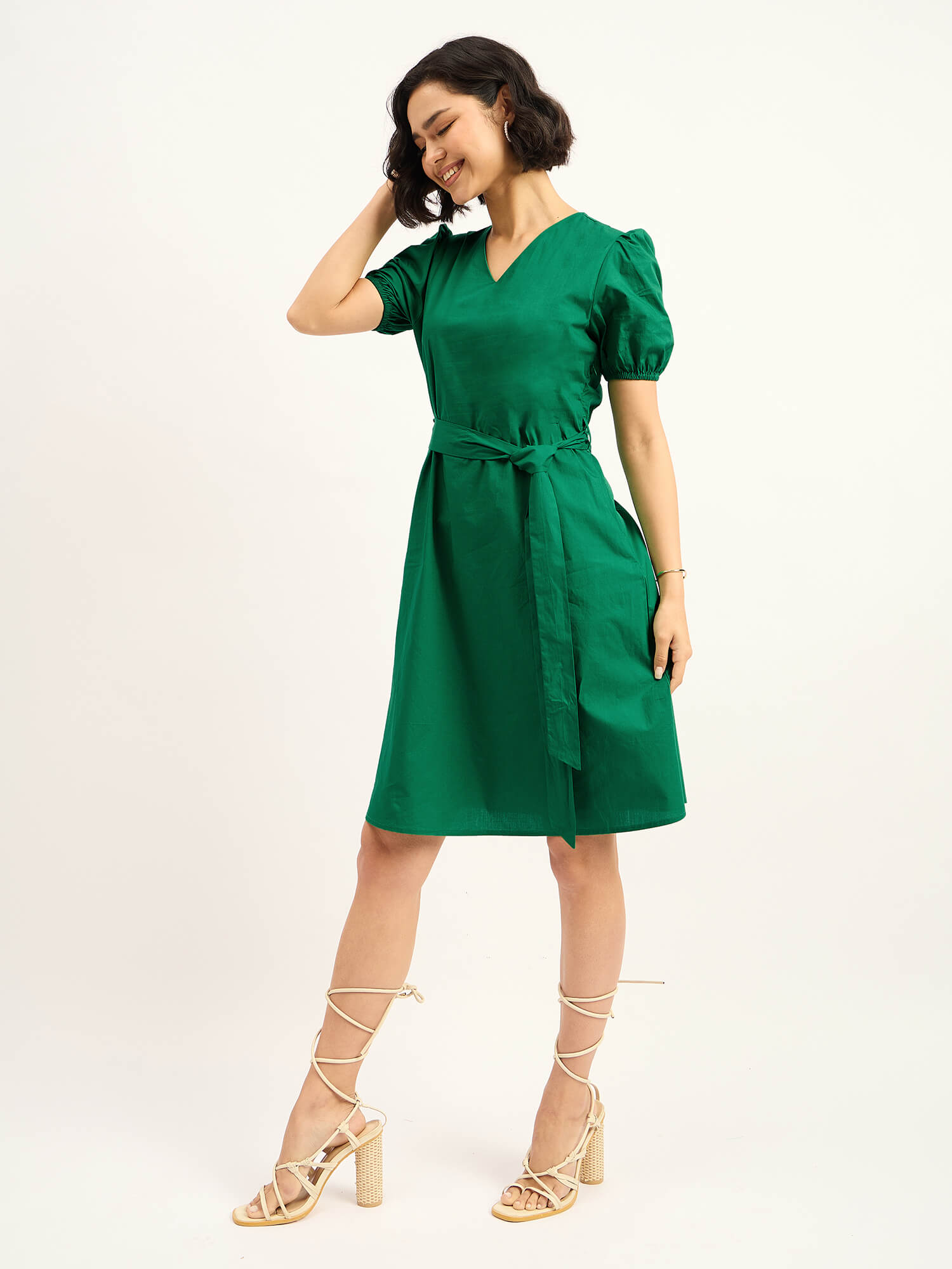 Cove V-neck Dress - Green