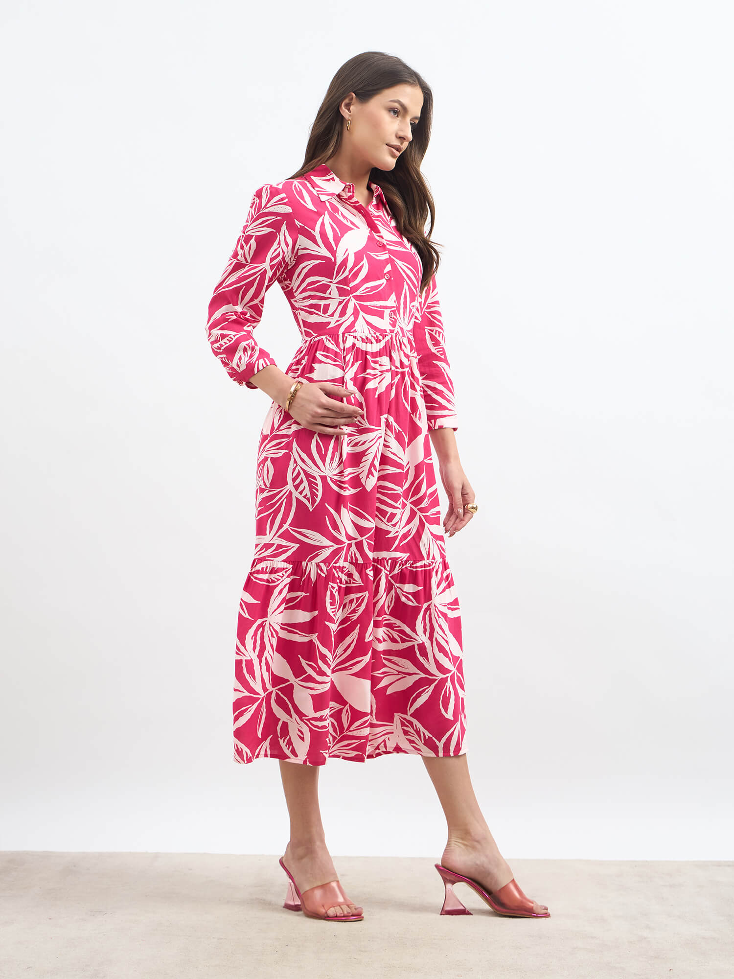 Bluebell Floral Tiered Dress - Pink - SALT Attire