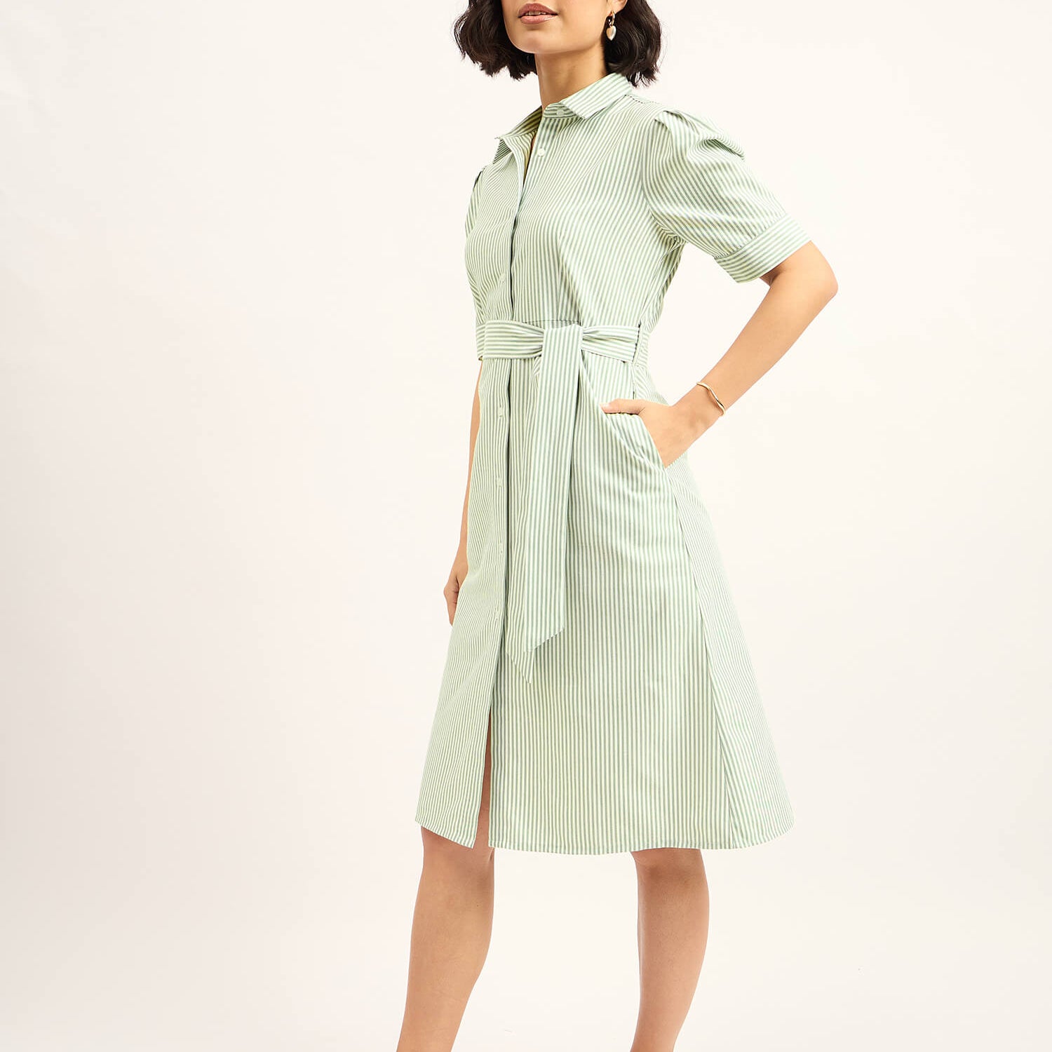 Regatta Striped Shirt Dress - Green