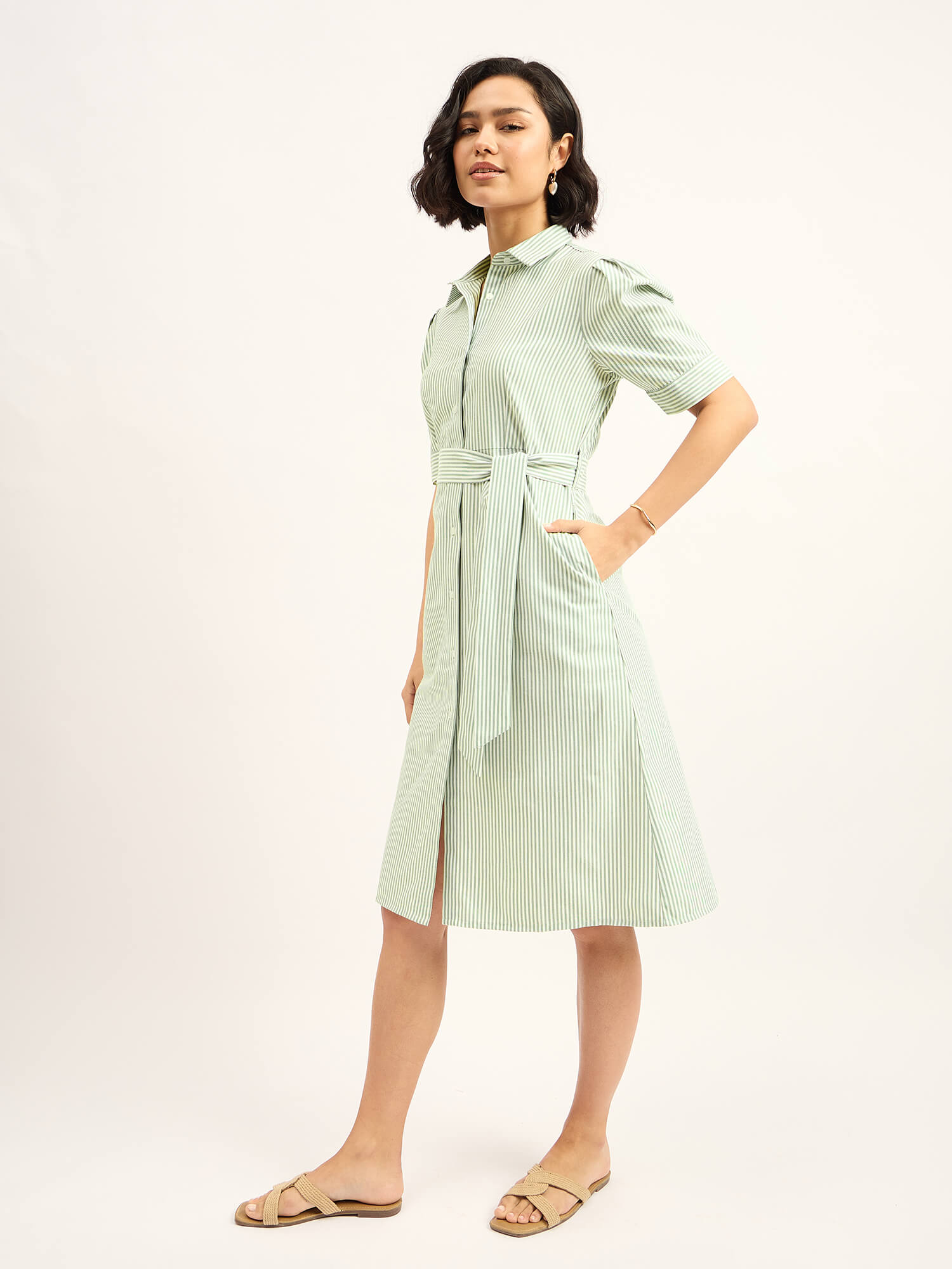 Regatta Striped Shirt Dress - Green