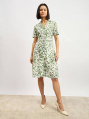 Pinnaca Floral Shirt Dress - Olive