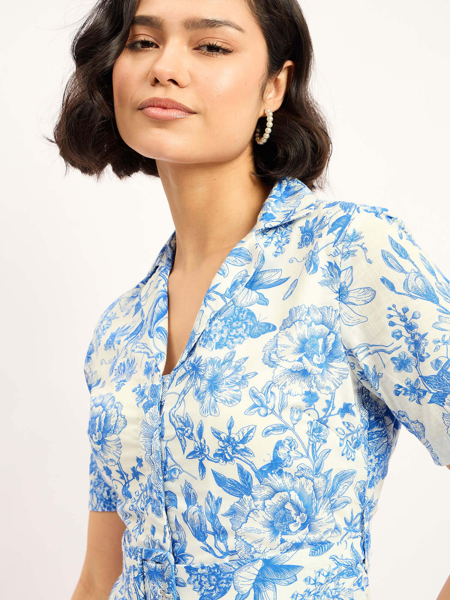 Pinnaca Floral Shirt Dress - Blue