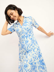 Pinnaca Floral Shirt Dress - Blue