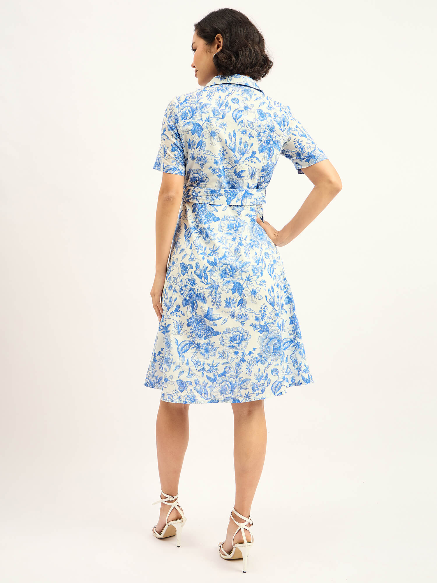 Pinnaca Floral Shirt Dress - Blue