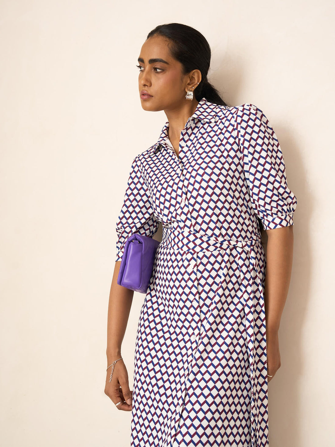 Juno Puff Sleeve Shirt Dress-White