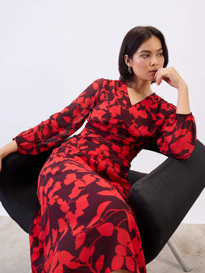 Darose Empire Waist Midi Dress-Multi