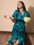Milux Petal Sleeves Midi Dress-Teal
