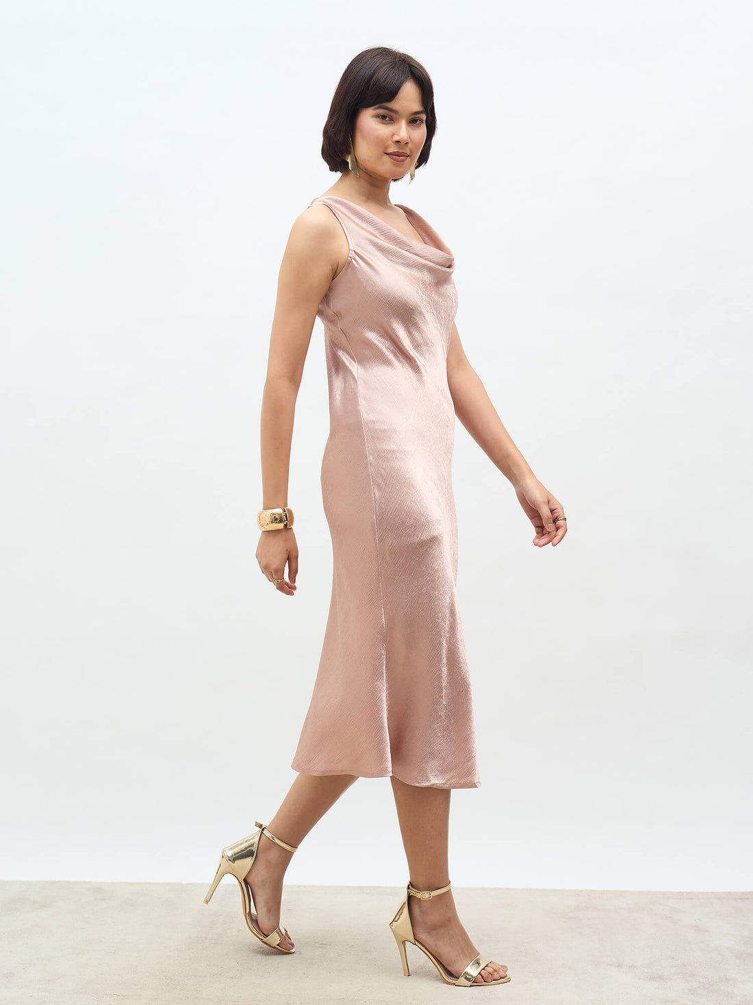 Evelon Satin Slip Dress-champagne