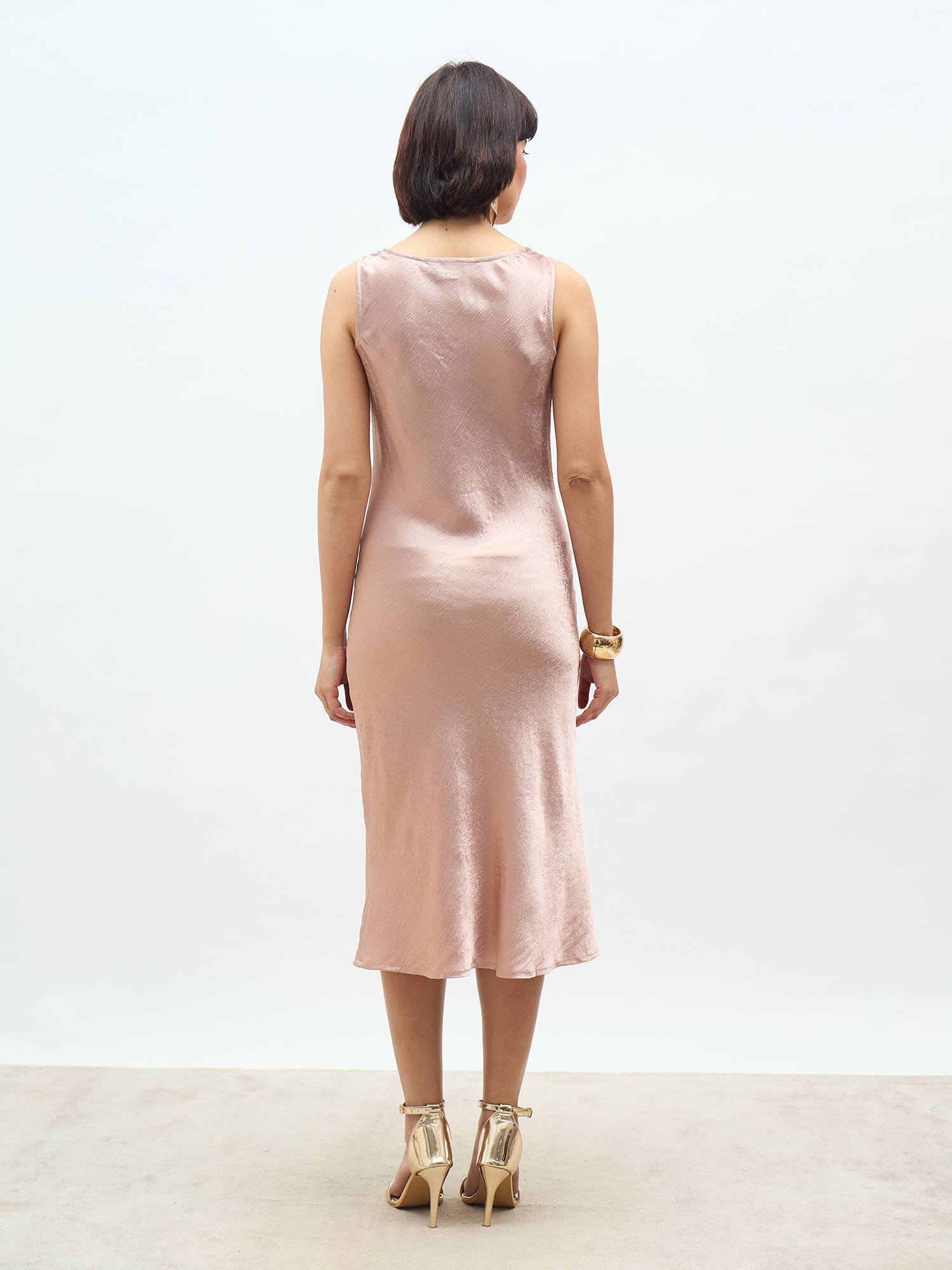 Evelon Satin Slip Dress-champagne