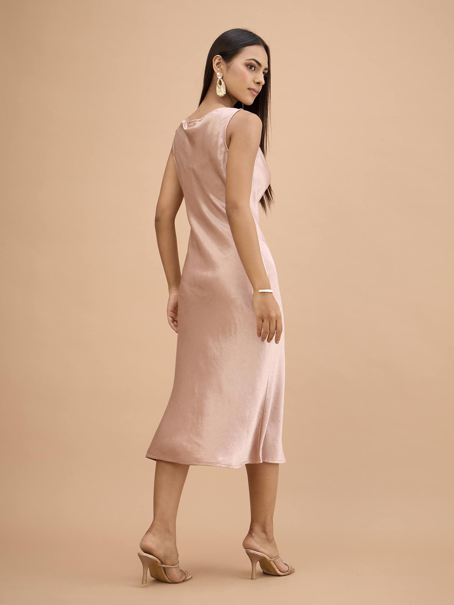 Evelon Satin Slip Dress-champagne