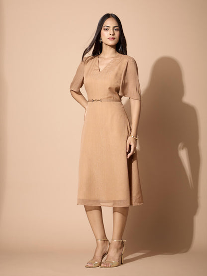 Azra Trim Detail Dress-Gold