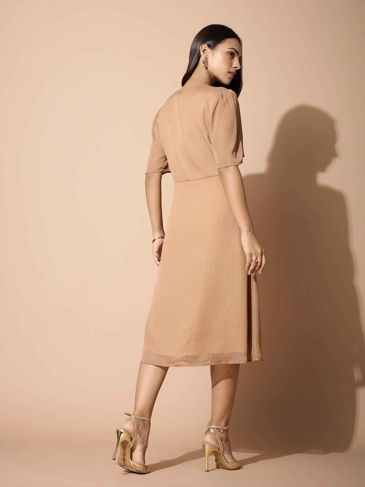 Azra Trim Detail Dress-Gold