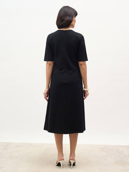 Astraea Contrast Panel Dress-Black