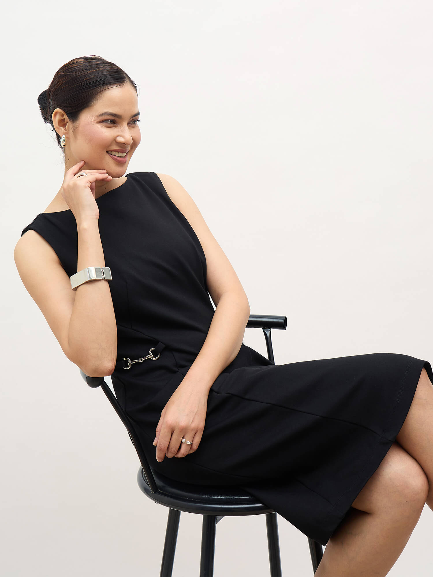 Revie Trim Detail Dress-Black