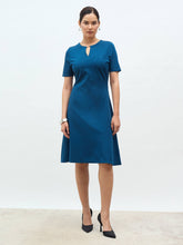 Laurelina Keyhole Trim Detail Dress-Teal