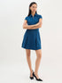 Zenya Collared Pleated Dress-Teal