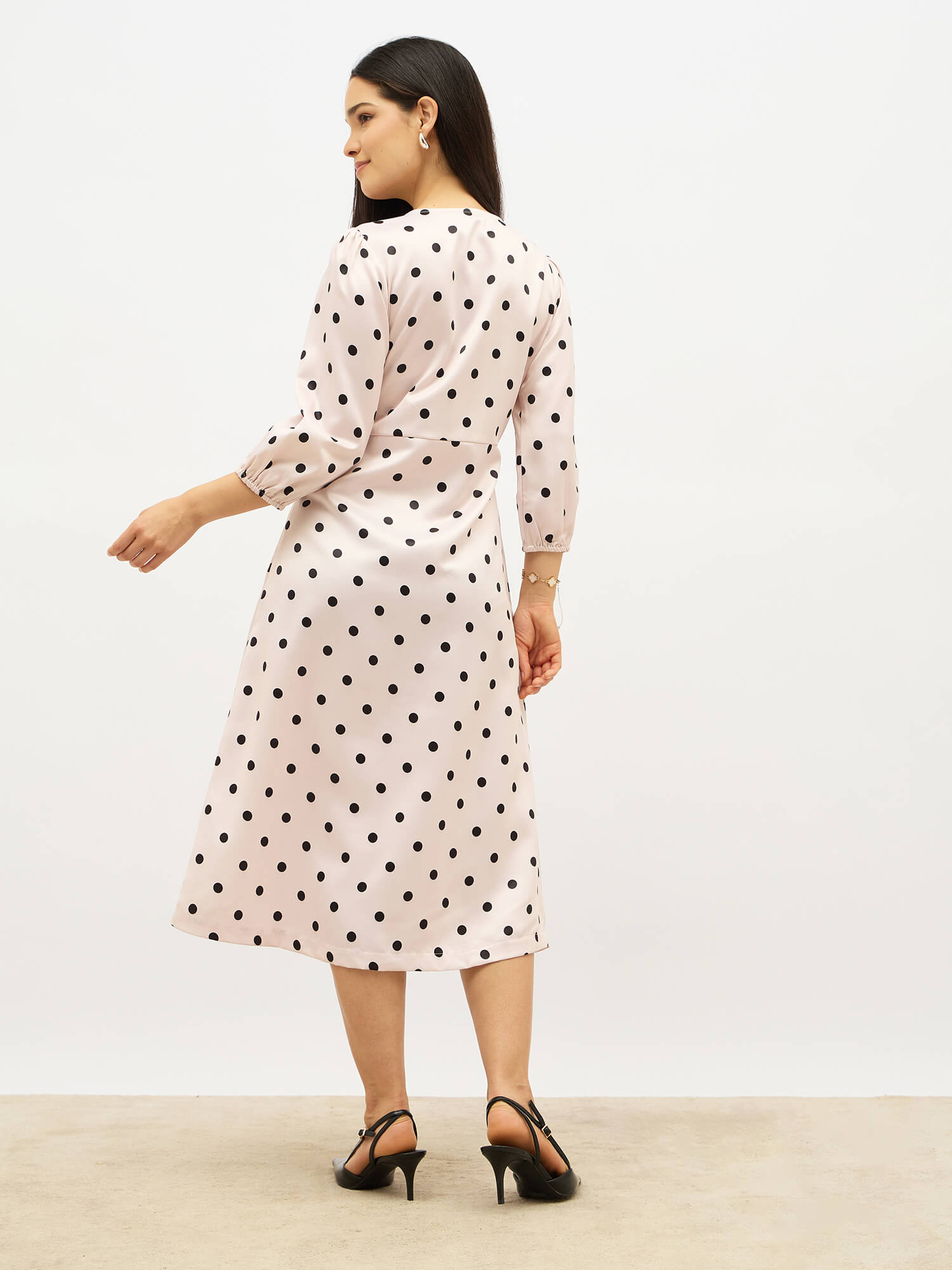 Alex Faux Button Midi Dress-Cream