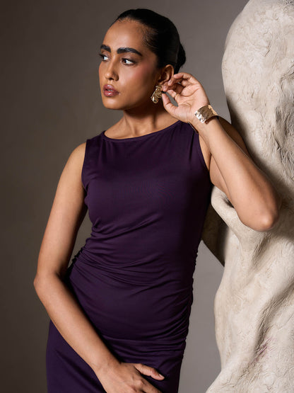 Ortega Ruched Bodycon Dress-Purple