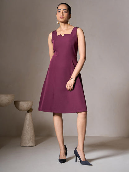 Candace Sleeveless A-line Dress-Wine