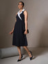 Zion Contrast Collar Midi Dress-Black