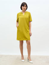 Helena Metallic Chain Shift Dress-Lime Green