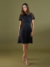 Dylan Lace Sleeve Dress-Black