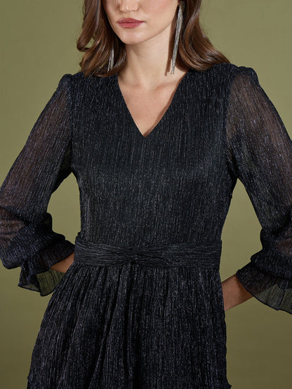 Melora A-line Tier Dress-Navy