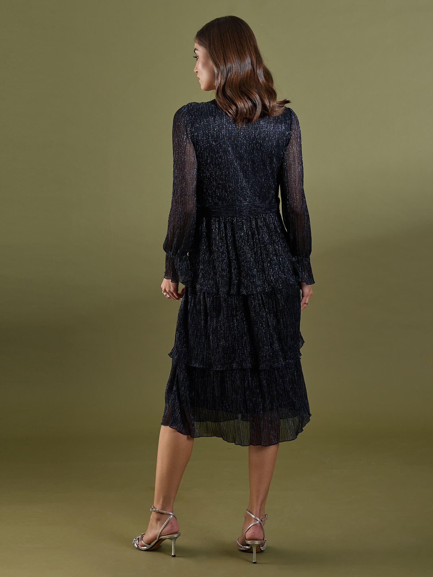 Melora A-line Tier Dress-Navy - SALT Attire