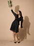 Tiarra Pleated lurex wrap belted dress-Black