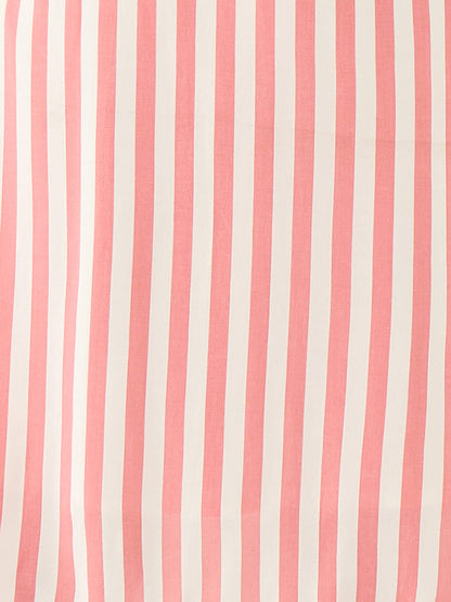 Palmira Notch Collar Shirt Dress-Pink &amp; White