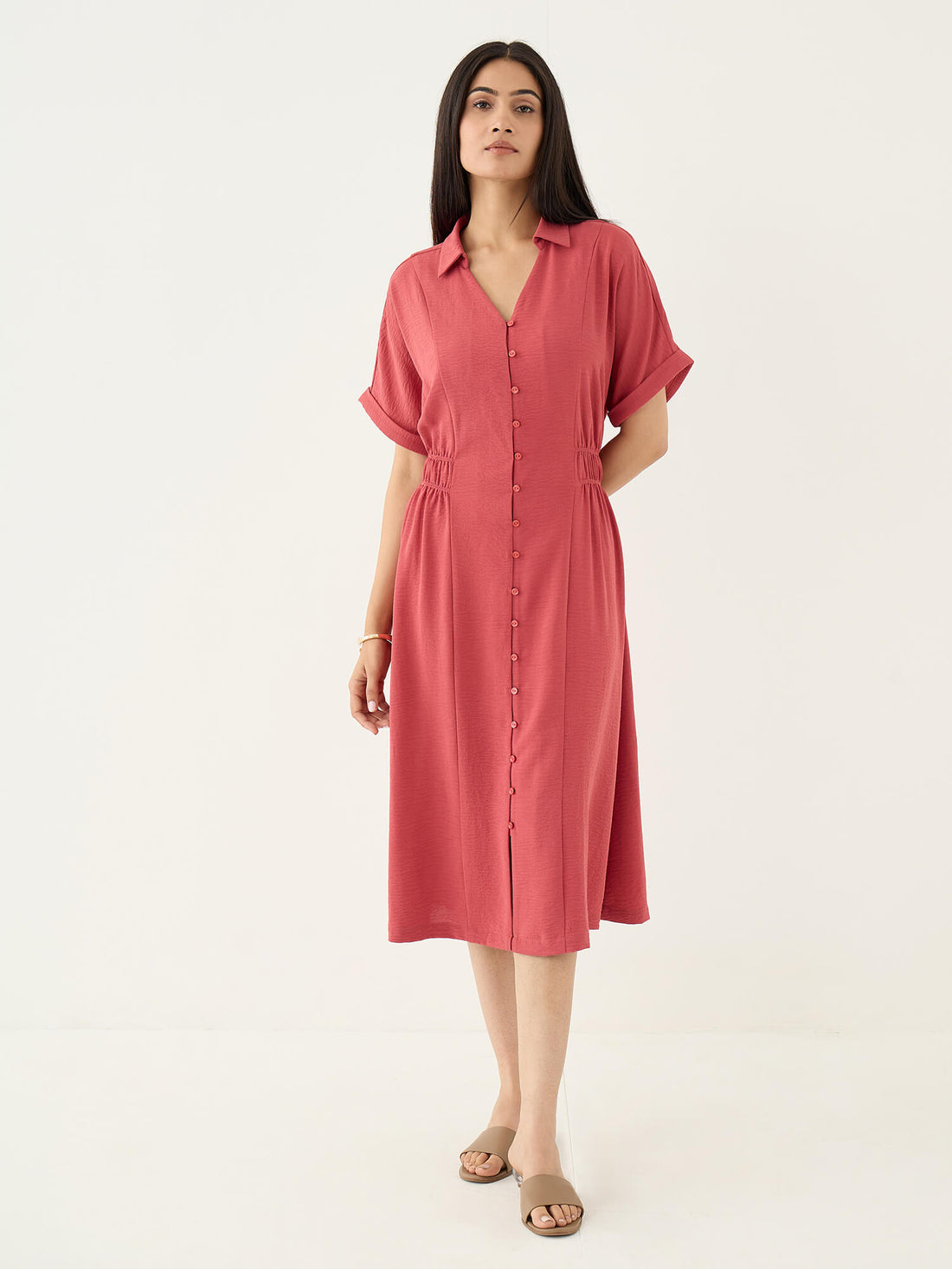 Noema Side Elasticated Detail Dress-Dark Peach