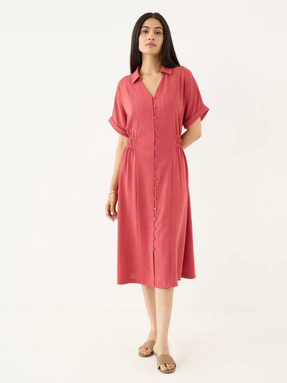 Noema Side Elasticated Detail Dress-Dark Peach - SALT Attire