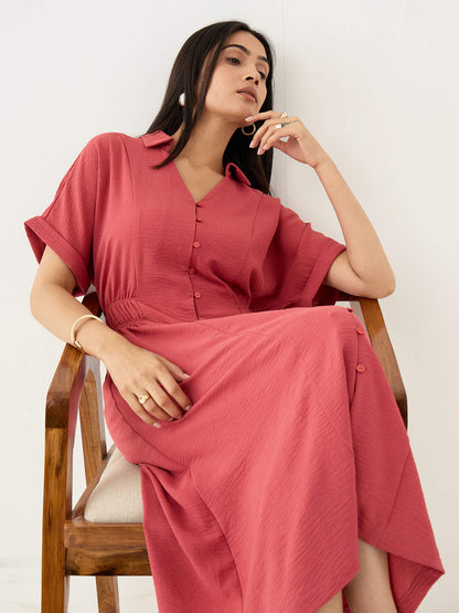Noema Side Elasticated Detail Dress-Dark Peach - SALT Attire