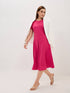 Mehv Extended Sleeve Dress With Inverted Box Pleat-Fuchsia