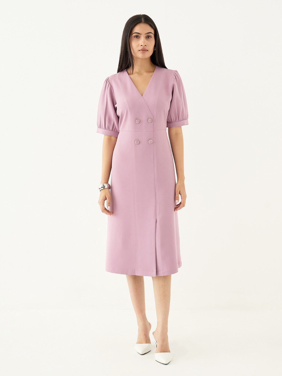 Rhapsody Fit &amp; Flare Blazer Style Dress-Mauve