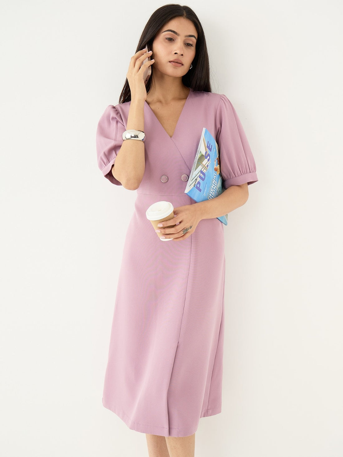 Rhapsody Fit &amp; Flare Blazer Style Dress-Mauve