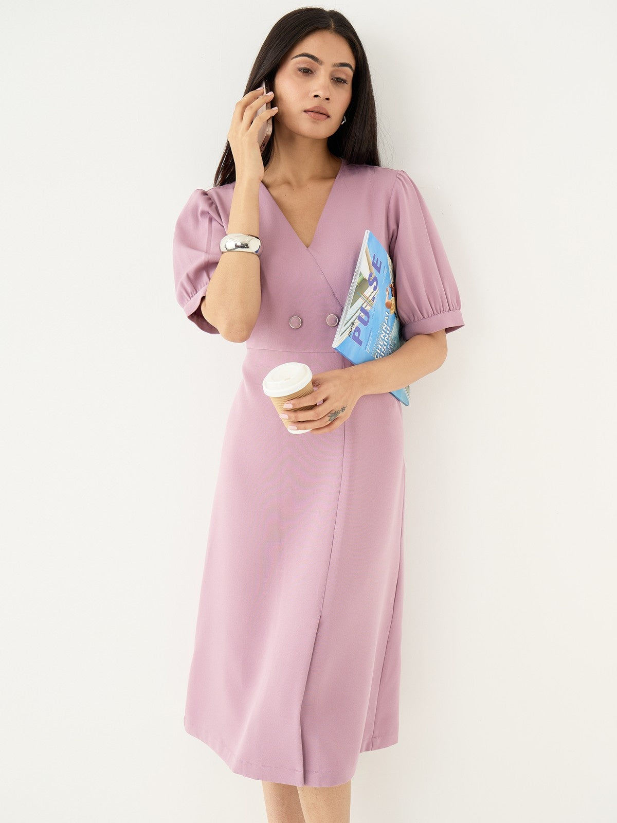 Rhapsody Fit &amp; Flare Blazer Style Dress-Mauve