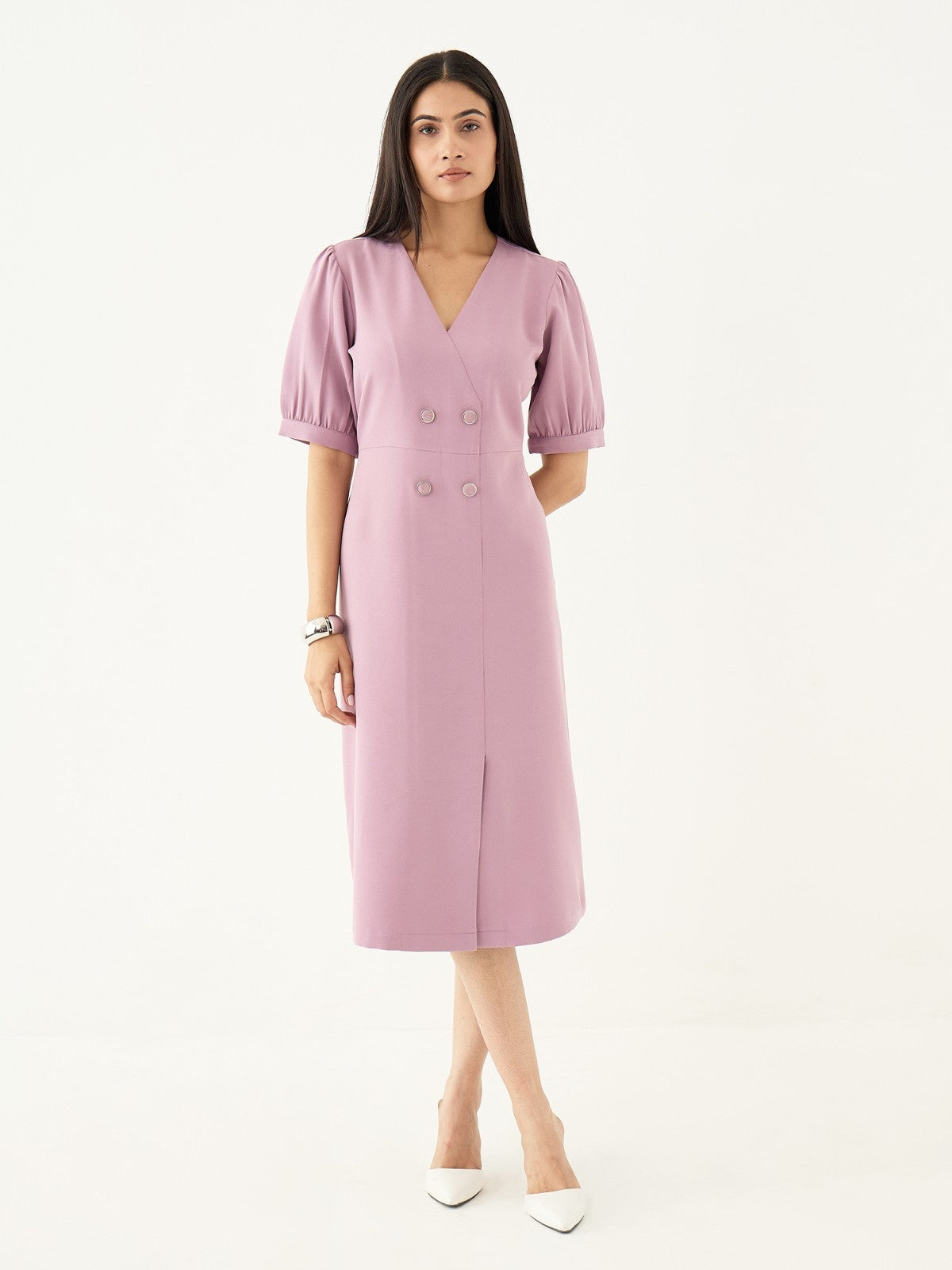 Rhapsody Fit &amp; Flare Blazer Style Dress-Mauve
