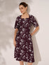 Julien Panelled Square Neck Dress-Wine&Ivory