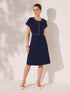Althea Contrast Detail A-Line Dress-Navy