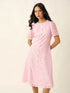 Seline Placket Lace Dress-Pink