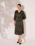 Elaria Printed Empire Waist Dress-Dark Green