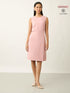 Marcella Faux-Wrap Style Sheath Dress-Dusty Pink