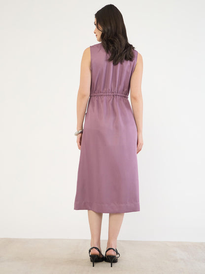 Salento Collared Cord Dress-Mauve