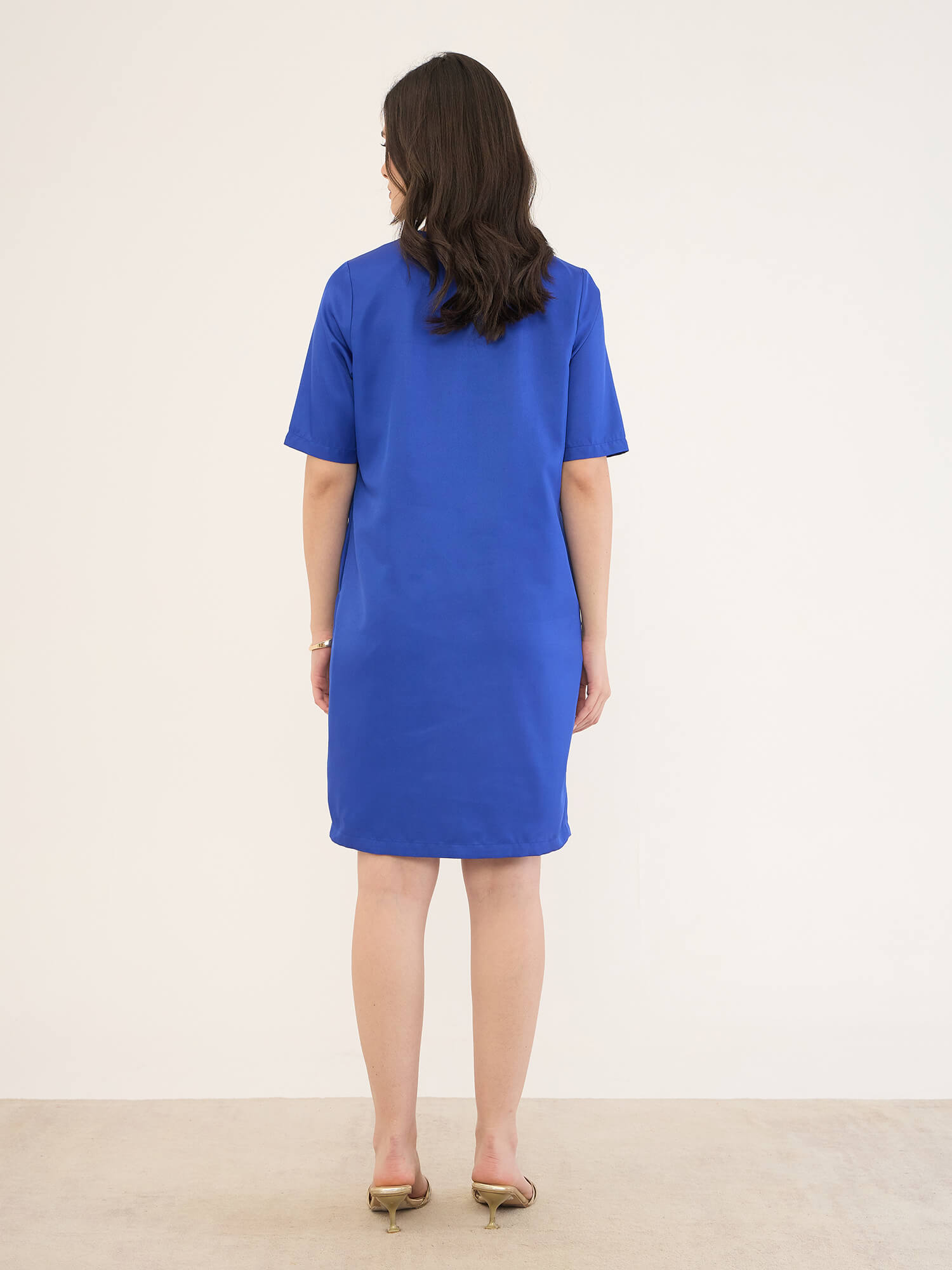 Cevon V-Neck Fit And A Line-Electric Blue