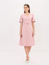 Leslie V-Neck Connector Trim Dress-Dusty Pink