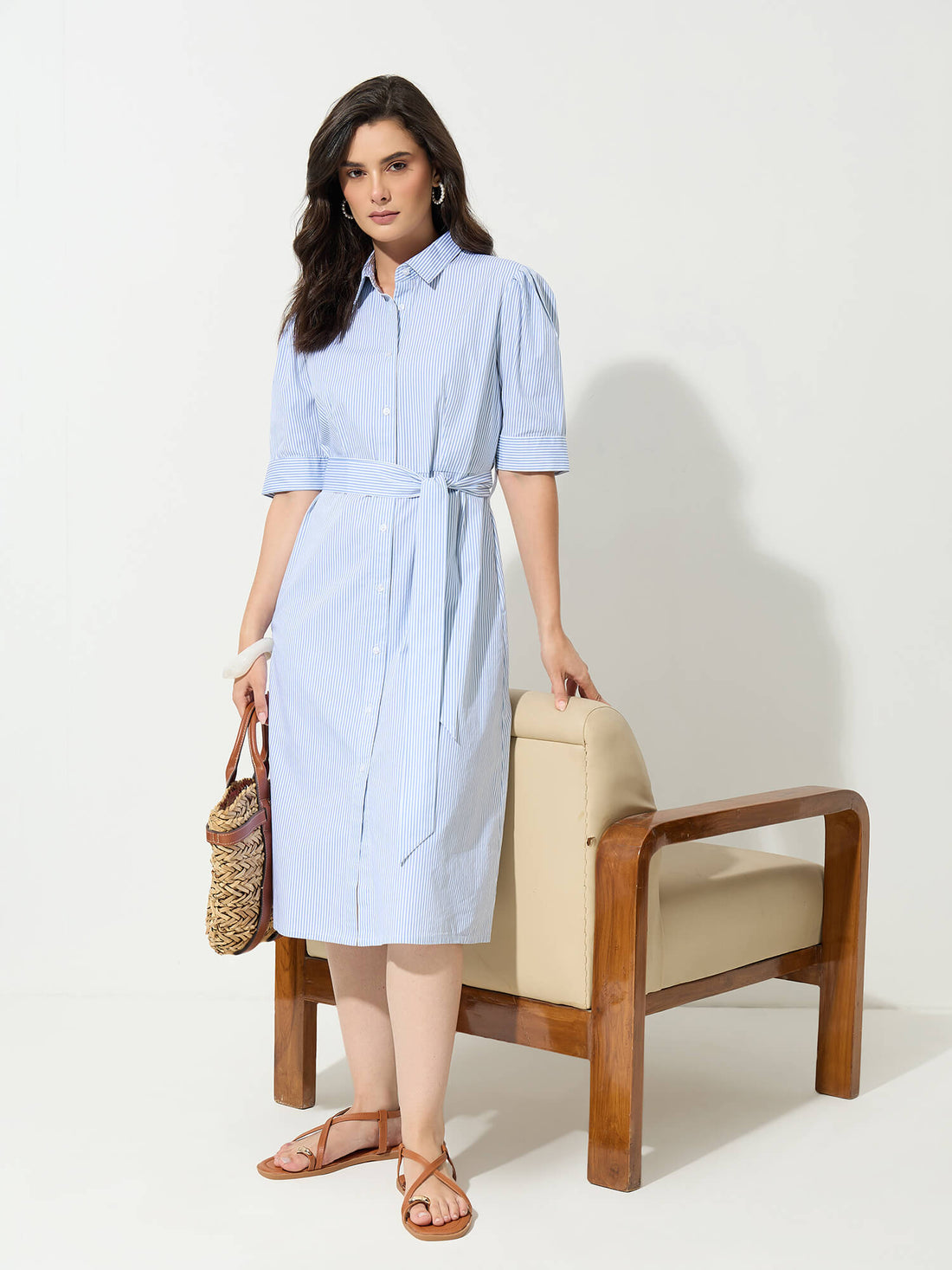 Regatta Striped Shirt Dress-Grey