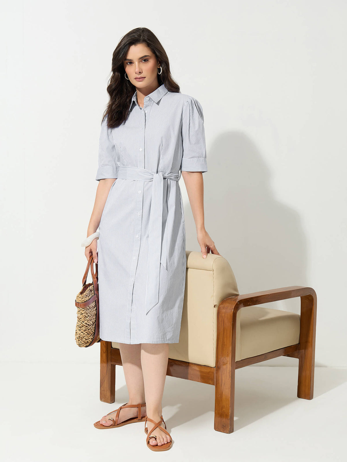 Regatta Striped Shirt Dress-Grey