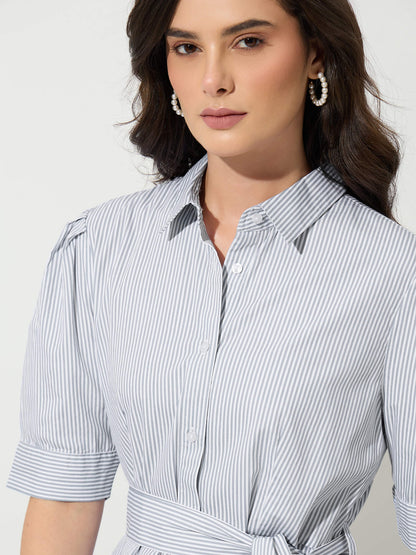 Regatta Striped Shirt Dress-Grey