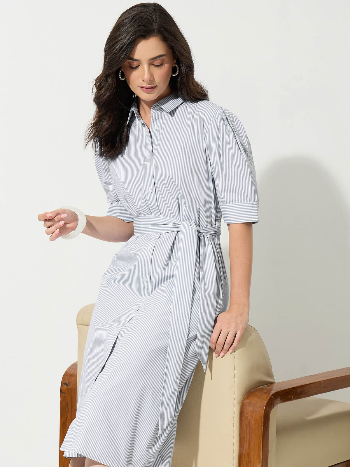 Regatta Striped Shirt Dress-Grey